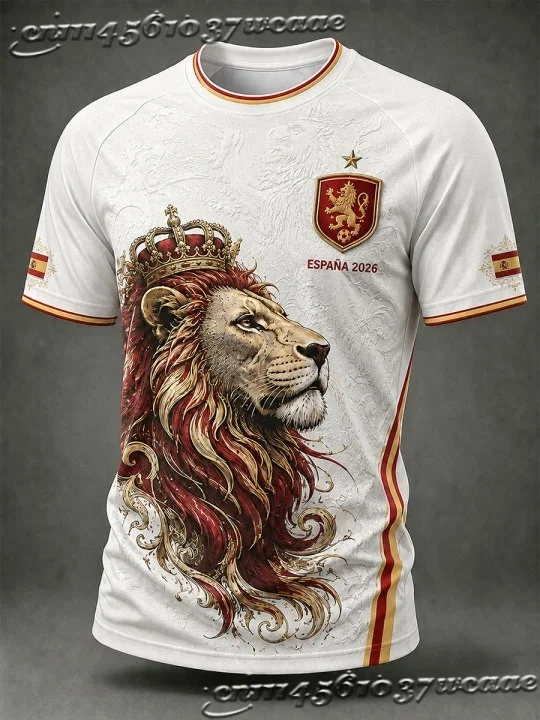 Unisex Spain Fan Soccer Jersey Bull City Building Splash Ink Pattern Background Casual Street Athletic Uniform FamilyMatching - view 3