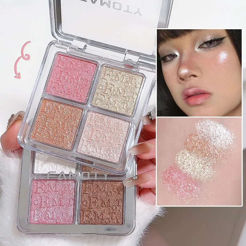 4 Farben Diamant Text marker Puder Palette Glitzer Gesicht Kontur aufhellen Make-up Schimmer ultra-konzentriert beleuchten Kosmetik