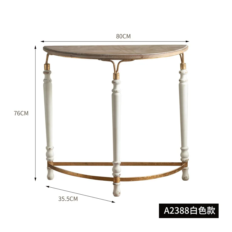 Minimalist European Style Half Round Fir Wood and Iron Console Table Home 테이블