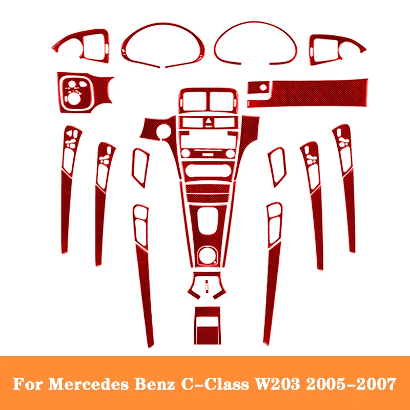 

For Mercedes Benz C-CLASS C CLASS W203 2005 2006 2007 Car Carbon Fiber Red Stickers Car Interior Decorative Accessories
