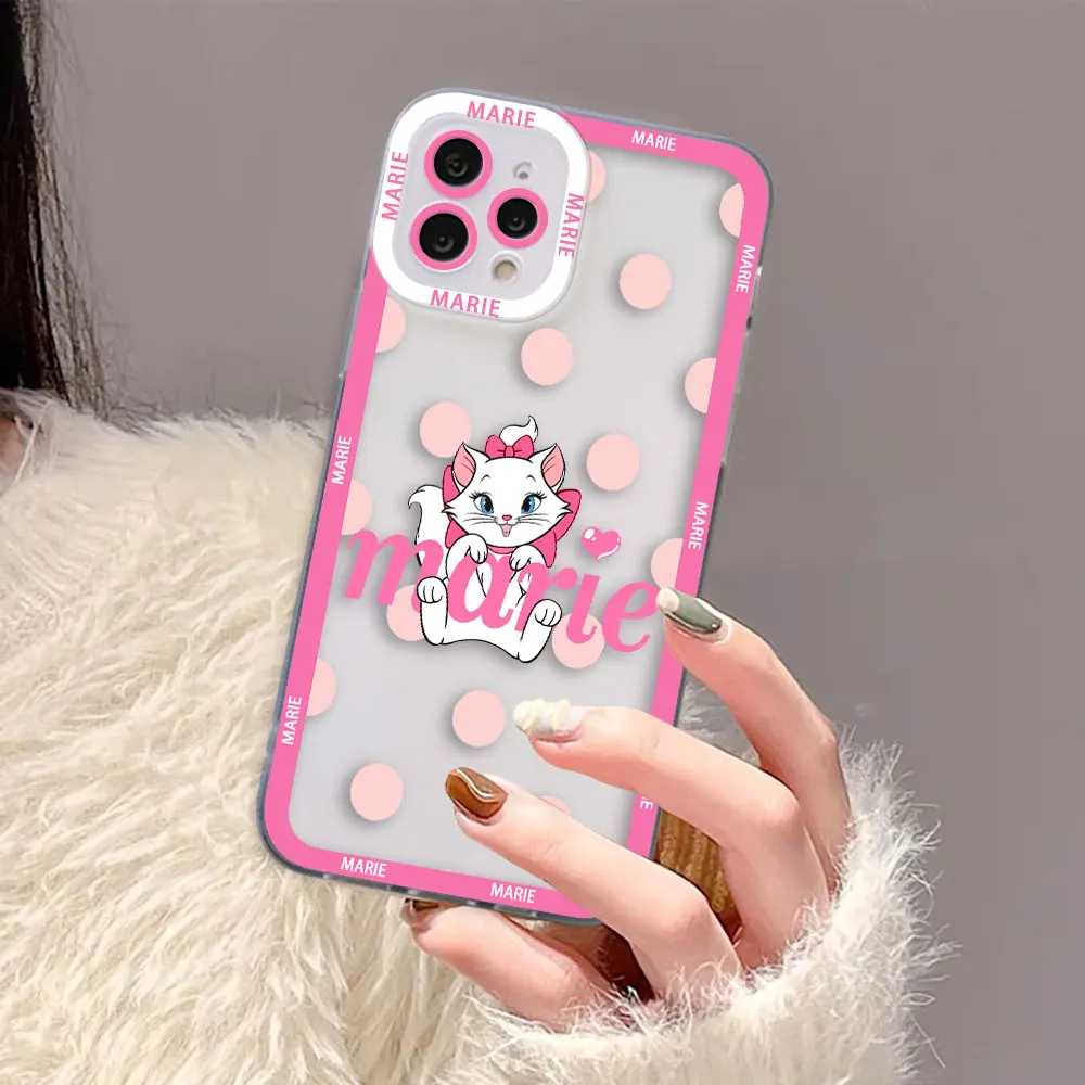 Disney Pretty Marie Cat Cover Clear Phone Case For Xiaomi Redmi Note 13 12 12S 11 11T 11S 10 9 10S 9S 9T Pro Max Plus Case Funda