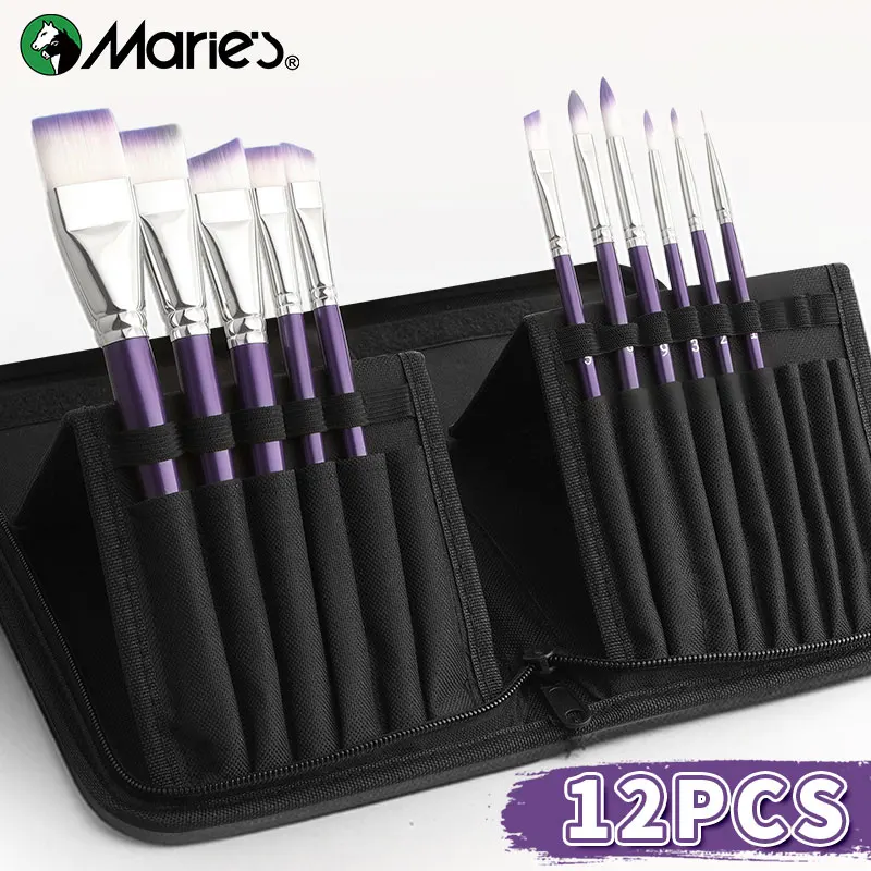 Paint Brush Set with Zippered Canvas Case,11 Sizes Brushes for Acrylic Painting,Oil,Watercolor,Gouache for Artists