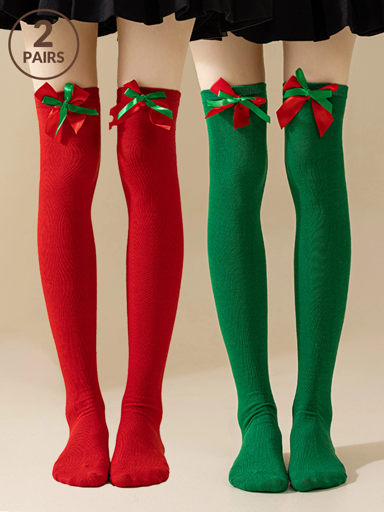 1/2 pares enfeites de natal meias femininas acima do joelho meias coxa meias altas joelho meias altas tubo de seda