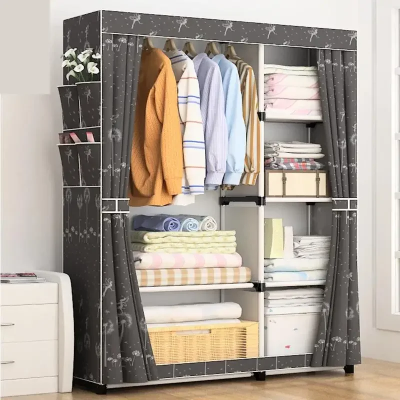 Non-woven Wardrobe Folding Portable Storage Fabric Cloth Wardrobe Assembly Frame Modern Furniture