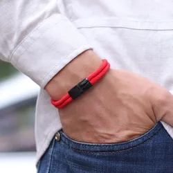 Stylish Rope Bracelet Men Stainless Steel Detachable Magnet Buckle Wrap Braslet Bangle Outdoor Sports Cycling Accessories Joias