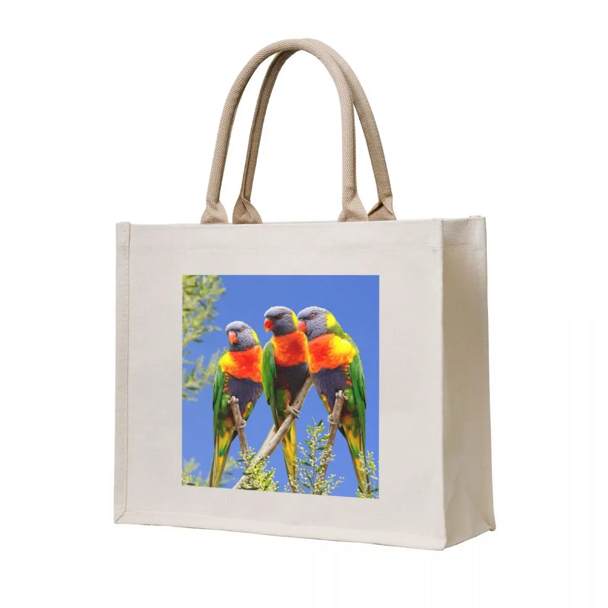 

Rainbow Lorikeet Love, Australian Birds, Bright and Colorful Birds with personality and sparkle Tote Bag