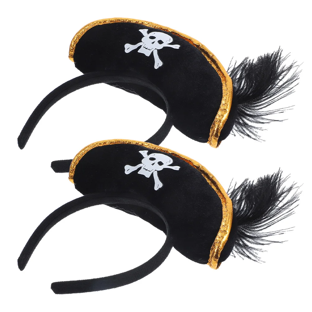 

2 Pcs Pirate Captain Headband Halloween Headdress Props Party Hats Role Playing Accessories Hair Hoops Festive Supplies