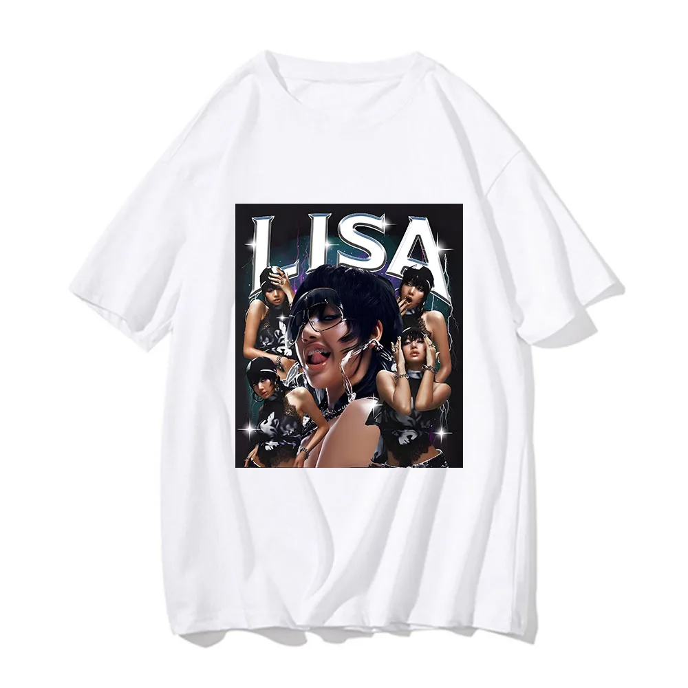 Hipster Lisa Rockstar 2024 New Song t-shirt uomo donna cotone stampa grafica t-shirt t-shirt allentate Top vestiti regalo di compleanno