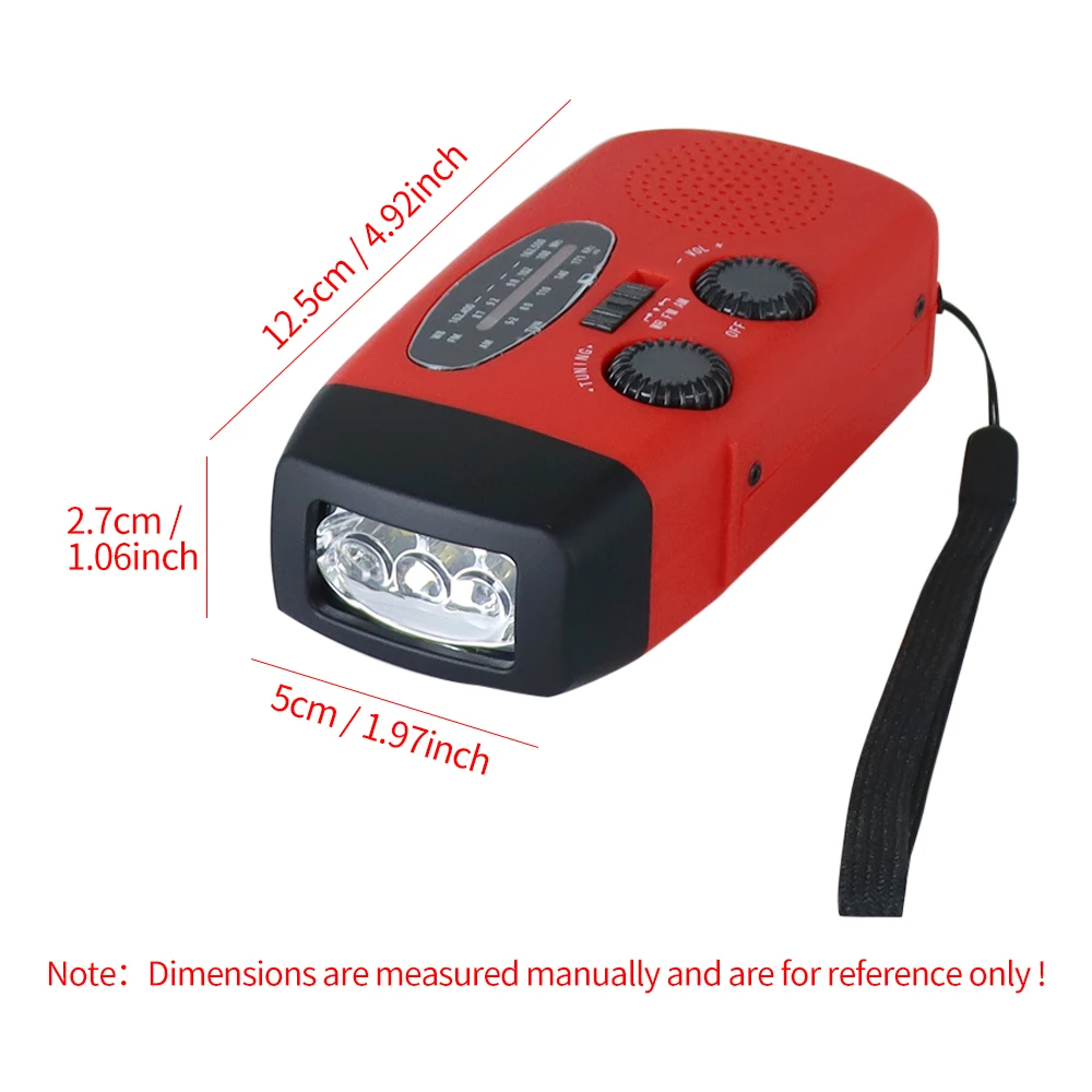 Multifunctional Solar Hand Crank Radio FM AM WB Weather Radio 2000mAh Type-C Charging Emergency LED Flashlight Power Ban