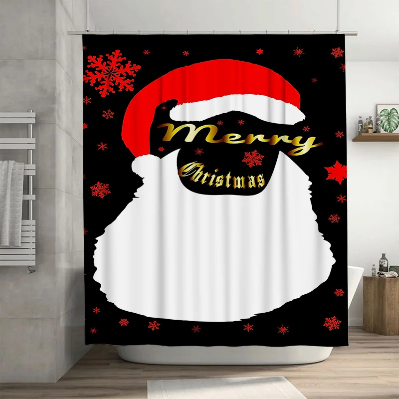 

Tuniu Праздничная Рождественская занавеска для душа Веселый праздничный декор Водонепроницаемый набор для ванной комнаты Милый дизайн Санта-Клауса Веселый рождественский фон Hol