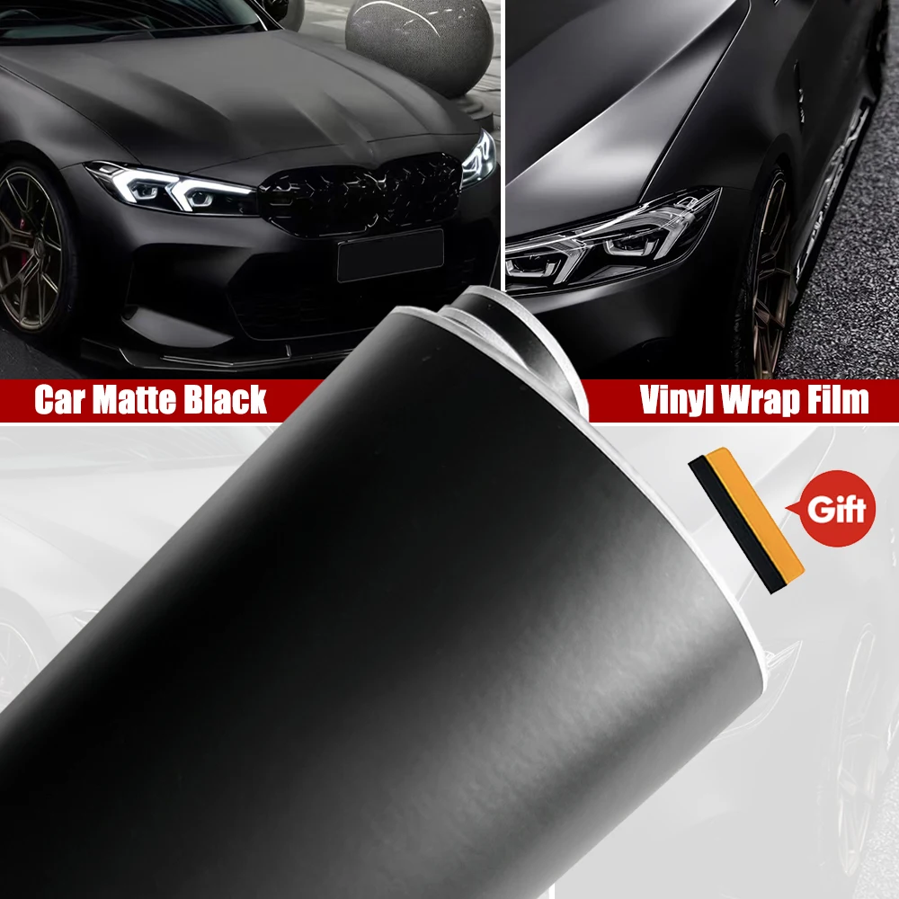 Vinilo Adhesivo Negro Mate para Autos, Resistente al Agua y a los Arañazos, para Modificación de Carrocería de Autos y Motocicletas