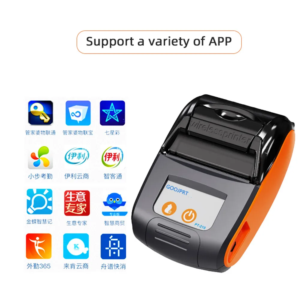 58mm Bluetooth 4.0 Thermal Printer For Phone and Computer To Print Bill POS Receipt Thermal Bluetooth Printer PT210 Model