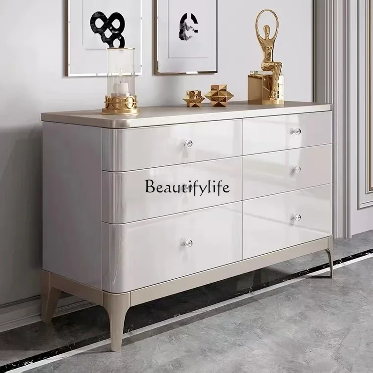 

01 yj19 American solid wood dining side cabinet Modern light luxury foyer Entry porch cabinet Villa restaurant