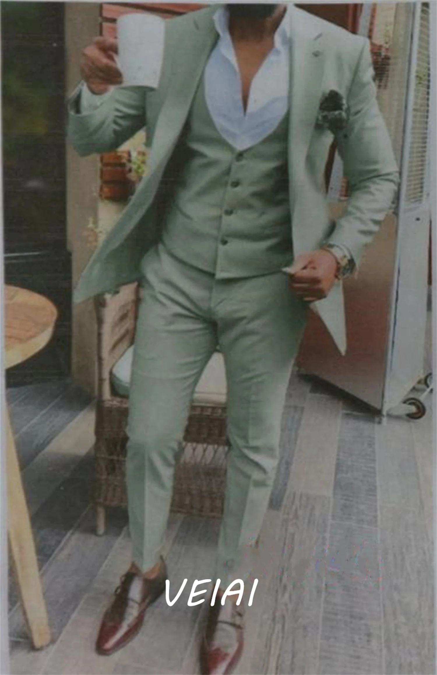 

CustomizedCustomize Latest design leisure fashion green wedding suits men formal slim fit business party male coat Solid color B