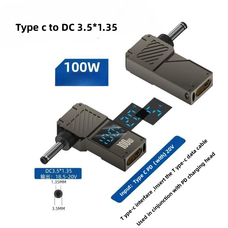 PD100W Typ-C zu DC Stecker Konverter USB C zu Laptop Lade Adapter Power Ladegerät Anschluss Spitze für Lenovo Asus HP Dell Samsung