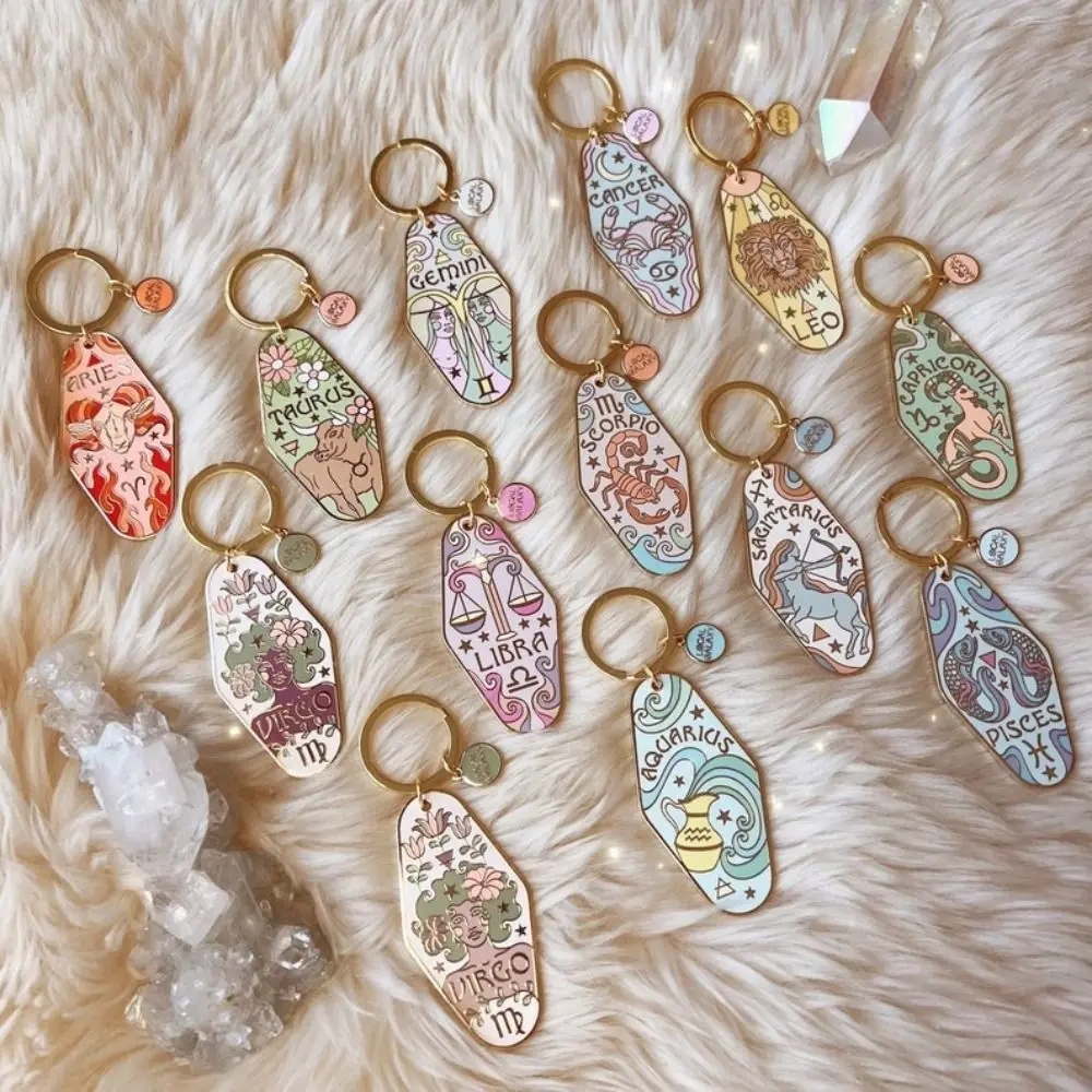 Aquarius Pisces Aries Zodiac Sign Keychain Taurus Gemini Cancer Scorpio Sagittarius Capricorn 12 Constellation Keychain Gifts