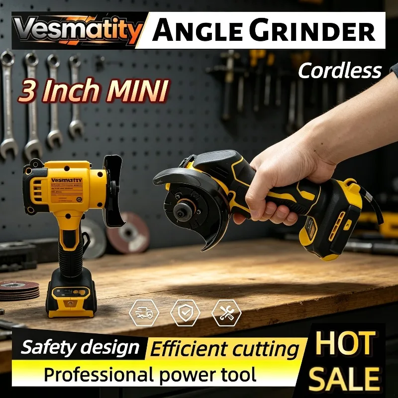 Electric Cutting Power Tools Safety design Cordless Angle Grinder 3 Inch Mini Polishing Grinding Machine For DeWALT Battery