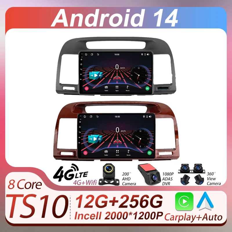 

Автомобильный радиоприемник Carplay с автоэкраном Android 14 для Toyota Camry 5 XV 30 2001-2006, беспроводной Android Auto Mirror Link 5G Wi-Fi BT DSP