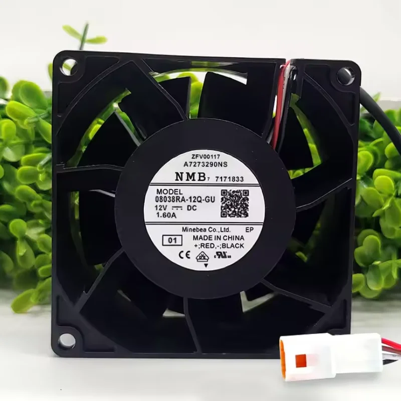 

Вентилятор охлаждения NMB 08038RA-12Q-GU DC 12V 1.60A 8CM 8038 с 4-проводным подключением, контролем температуры и большим объемом воздушного потока