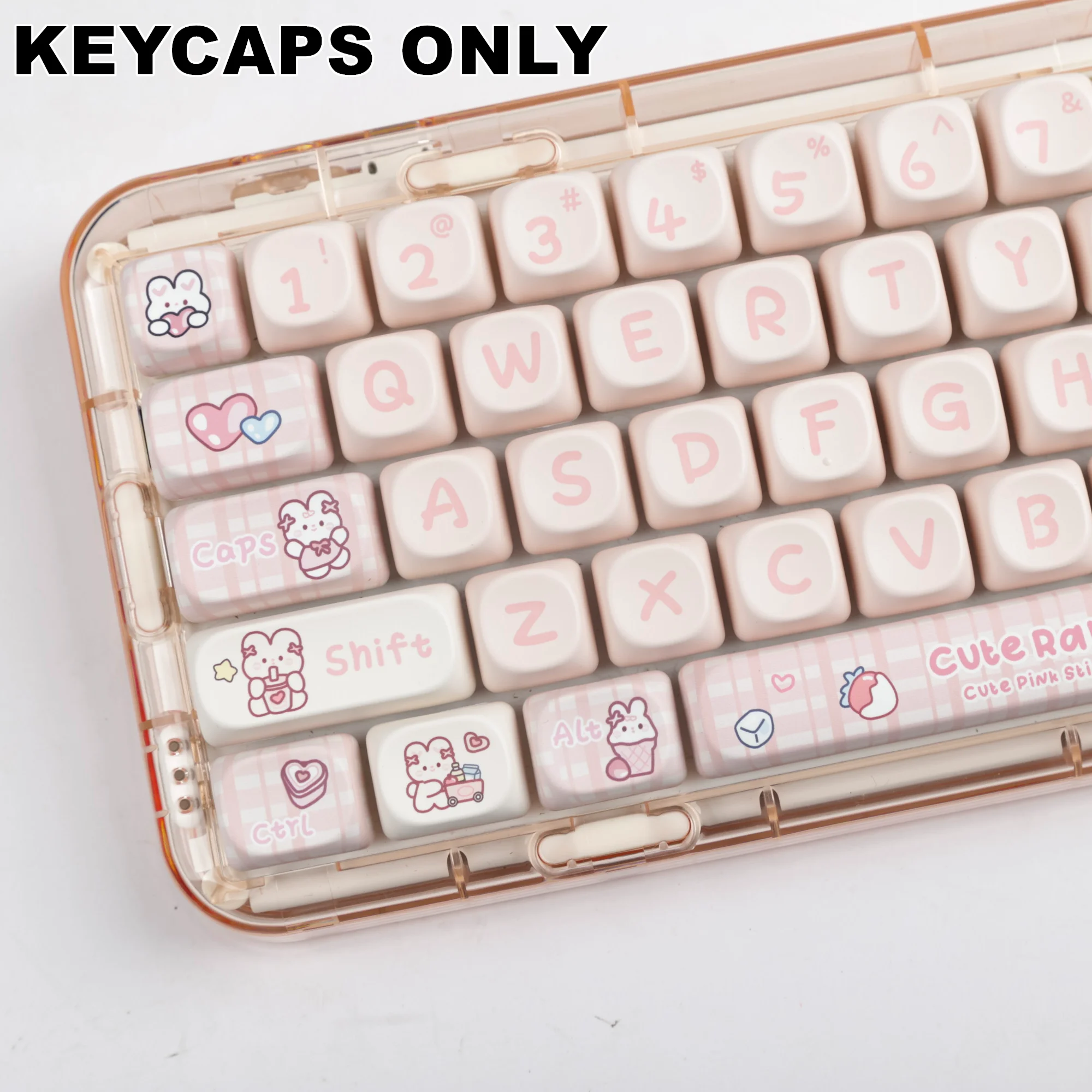 144 tuşları aperatif Bunny PBT Keycaps MOA profil boya-yüceltilmiş Mx kiraz Gateron anahtarı mekanik klavye kiti için klavye tuş seti