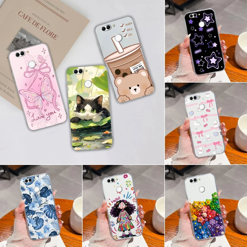 Etui na telefon Huawei Nova 2 2Plus 2s Cute Pink Bow Silicone Soft Clear TPU Shell For Nova2 Plus Coque Nova2s Funda Carcas
