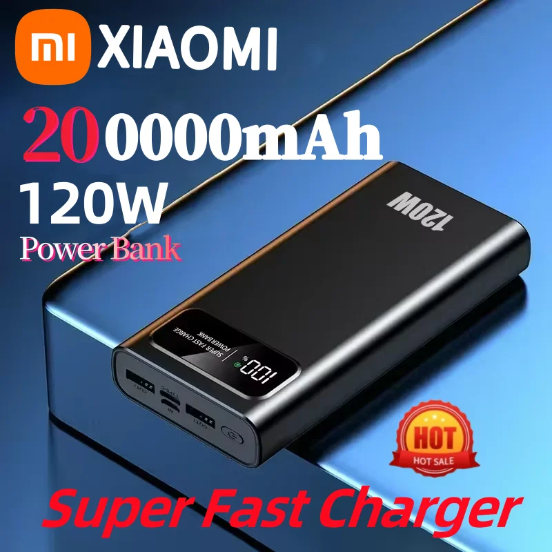 Xiaomi Power Bank 200000mAH 120W Fast Charge Spare External Battery High Capacity Digital Display Portable Powerbank for Iphone