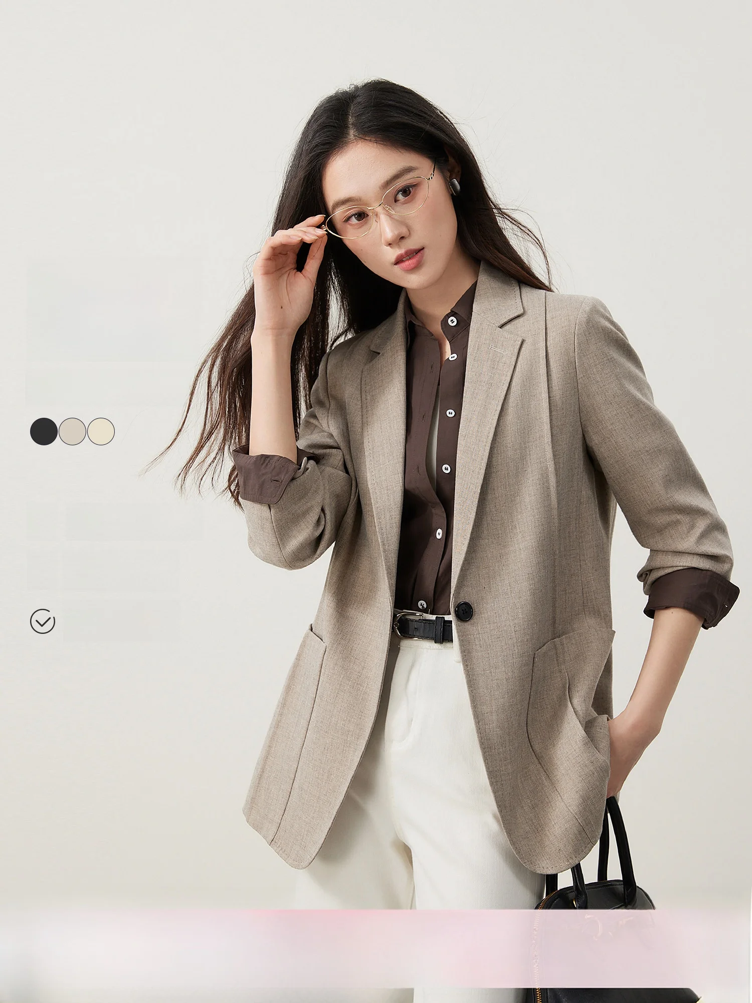 

Simple Faion Pure Color Spring 2026 Women's Suit Jaet oulder Pad Micro Spring 2026 Early Pure Color Straight Tube