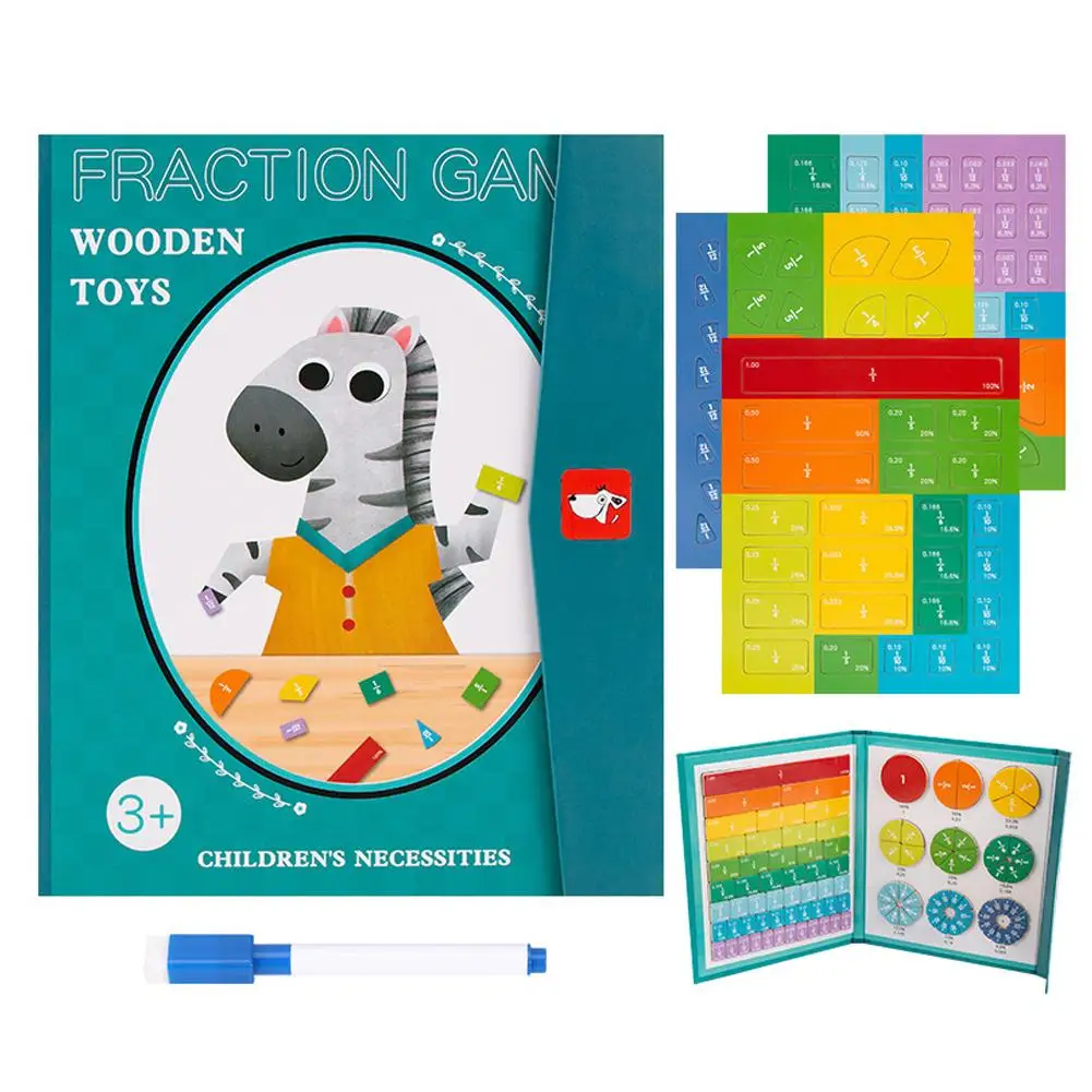 Children Math Toys Magnetic Fraction Learning Wooden Fraction Book Set Parish Teaching Aids Arithmetic Learning Educational Toys