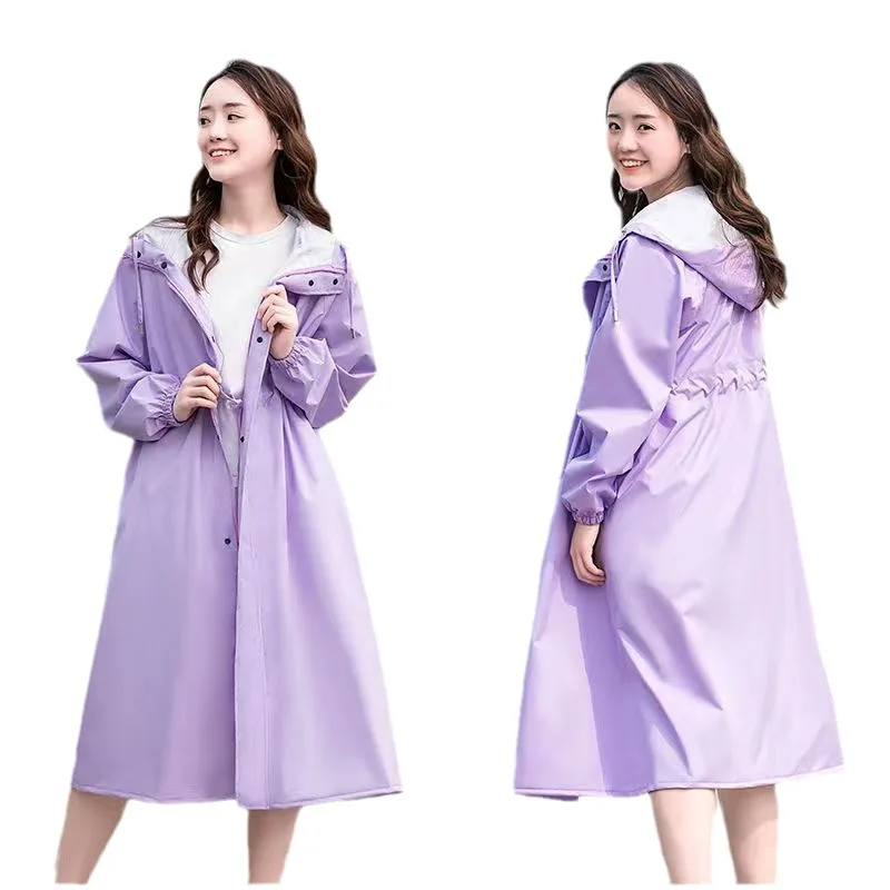 Fashion Women Long Windbreak Style Rain Coat Ladies Waterproof Raincoat Adults Outdoor Travel Poncho Jacket Windproof Rainwear