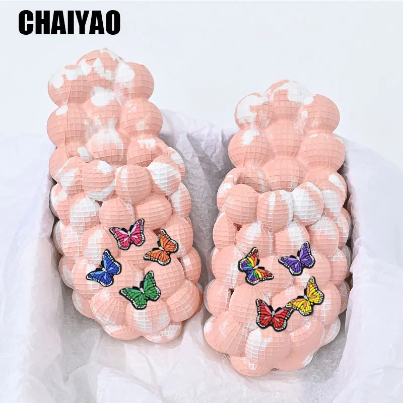 Bubble Slides With Charms Beach Men Women Bubble Sandals 2022 Summer House Shoes Platform Winter Ball Slippers Men Size 35-48