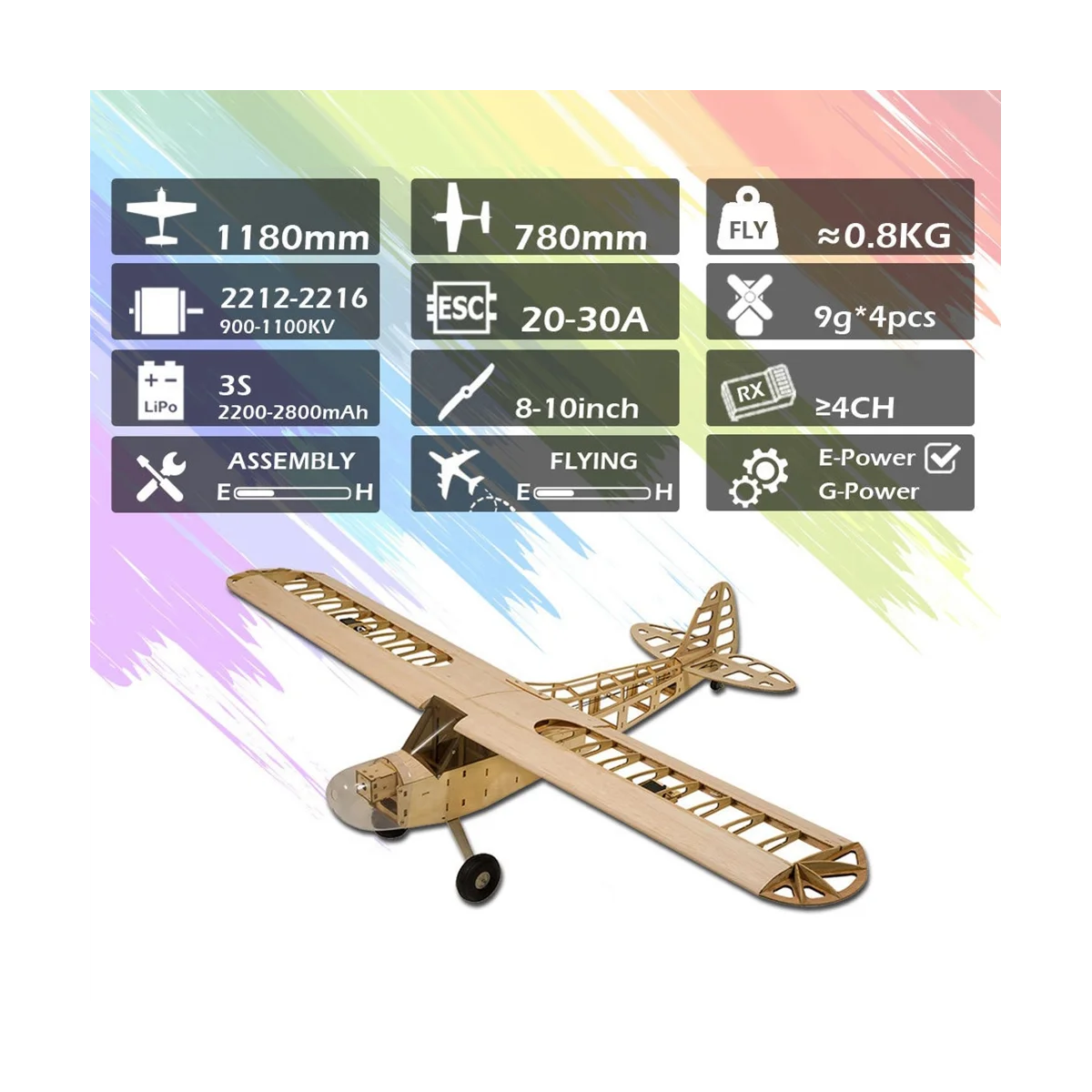 Wood RC Airplane 1.2M 30E 4CH Remote Control Aircraft KIT/PNP Version DIY Flying Model