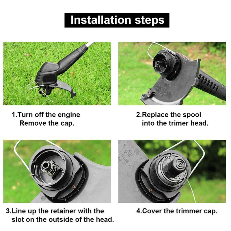 PHFU-RS-136 Replacement String Trimmer Spool Line For BLACK+DECKER ST4000 ST4500 (2 Spool, 2 Cap And 2 Spring)