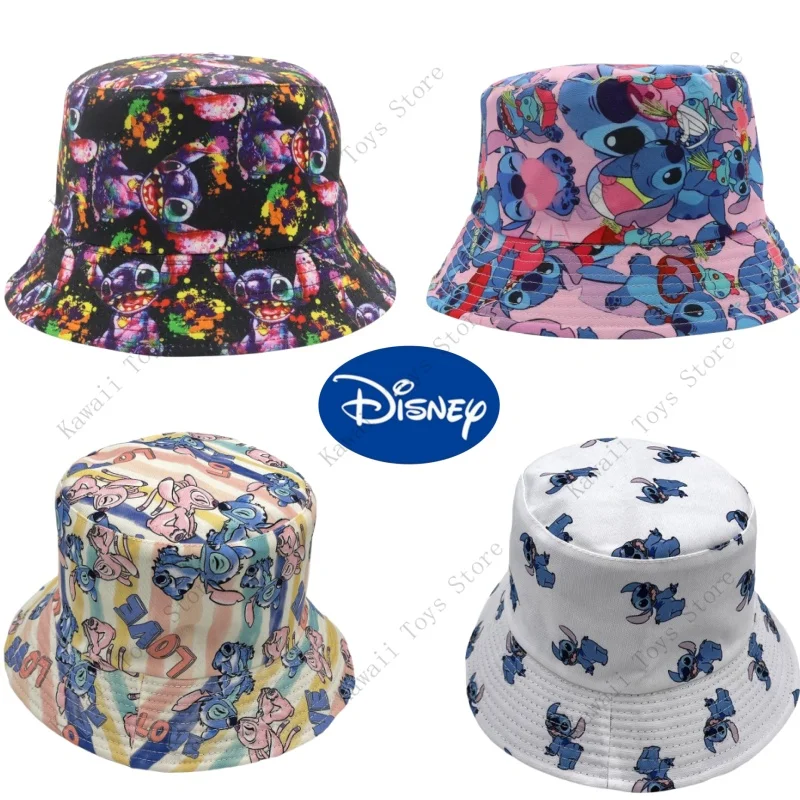 Disney Lilo & Stitch Cartoon Fisherman Hats Printed Canvas Sun Hap Bucket Hat Action Toys Casual Basin Caps Adult Birthday Gifts