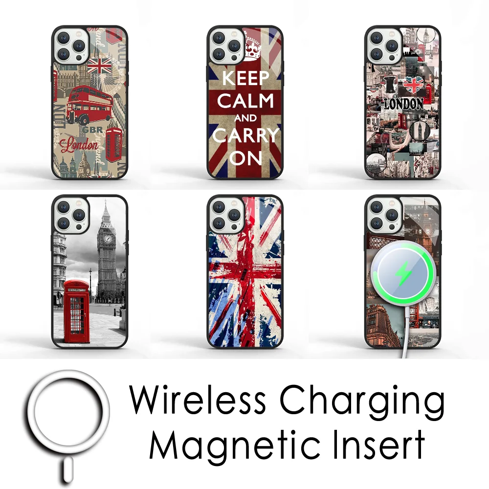 England British Uk Flag Phone Case For IPhone 16 15 Pro Max Case 14 Plus 13 12 11 Magesafe Magnetic Wireless Charge Cover