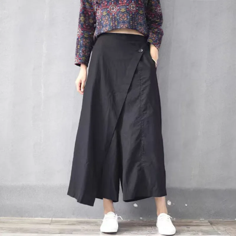 

Skirts Pants Women Wide Leg Long Pant A Line High Waist Slim Fit Casual Button Elegant Splice Y2k Streetwear Work 2026 Spring