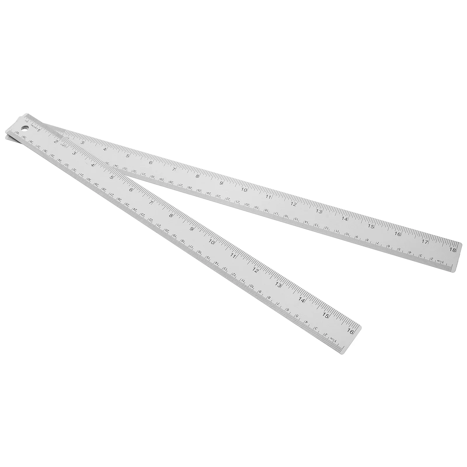 2pcs Stainless Steel Ruler Set Measuring Tool Metric Markings Drawing Office School Use Hanging Hole