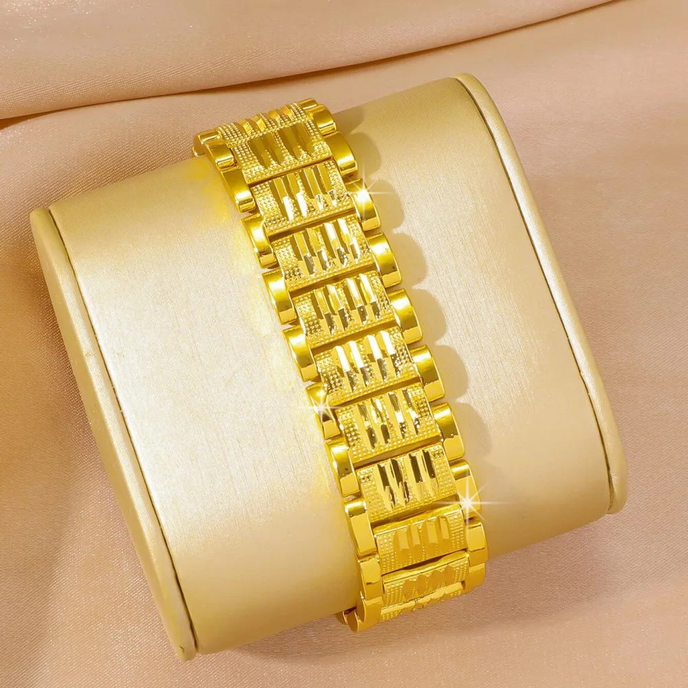 

Luxurious 24K9999 men's watch chain bracelet, long-lasting, high-quality, thickened, wide