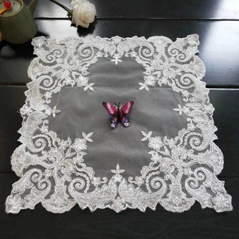 Square 40cm European-style Coaster Insulation Fabric Placemat Embroidered Tea Set Fruit Plate Vase Pad Dining Coffee Table Mat