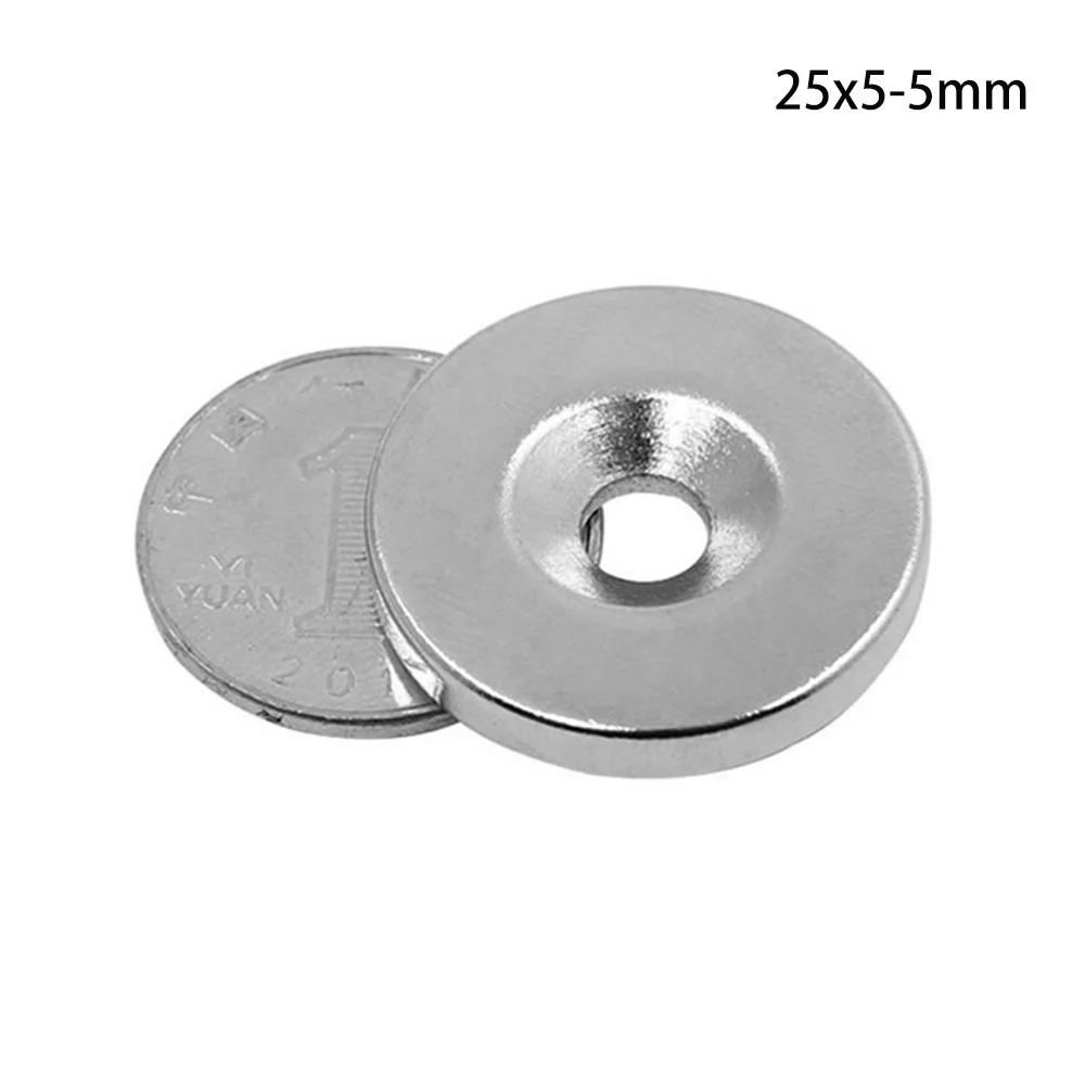 5PCS 25x5-5 mm Permanent NdFeB Strong Magnets 25*5 mm Hole 5mm Round Countersunk Neodymium Magnetic Magnet 25X5-5mm 25*5-5mm