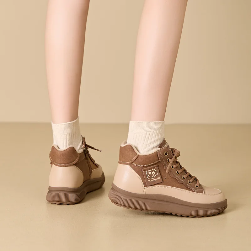 

GKTINOO женские кроссовки на плоской подошве из натуральной кожи, осенняя обувь на платформе, женская повседневная обувь, удобные ботильоны