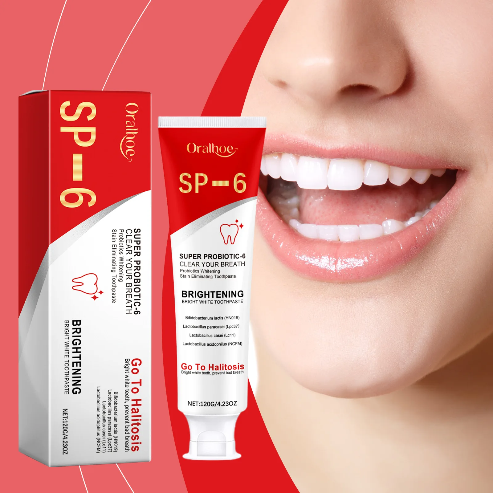 ORALHOE Probiotic Wh-Iten Toothpaste Remove Dental Plaque Fresh Breath Protect Gums Prevent Tooth Decay Tooth Nourish Toothpaste
