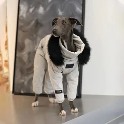 Winter 4-legged Cotton-padded Hooded Dog Clothing Warm Comfort Greyhound Coat Waterproof Small Medium Large Dogs Jacket