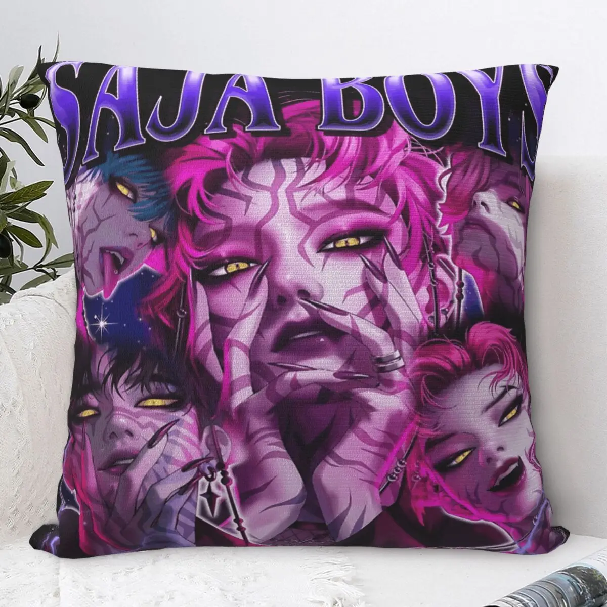 

Saja Boys Pillow Case Cushion Cover Square Graphic Pillow Cover Retro Trendy Pillowcases For Sofa Car Home Decor