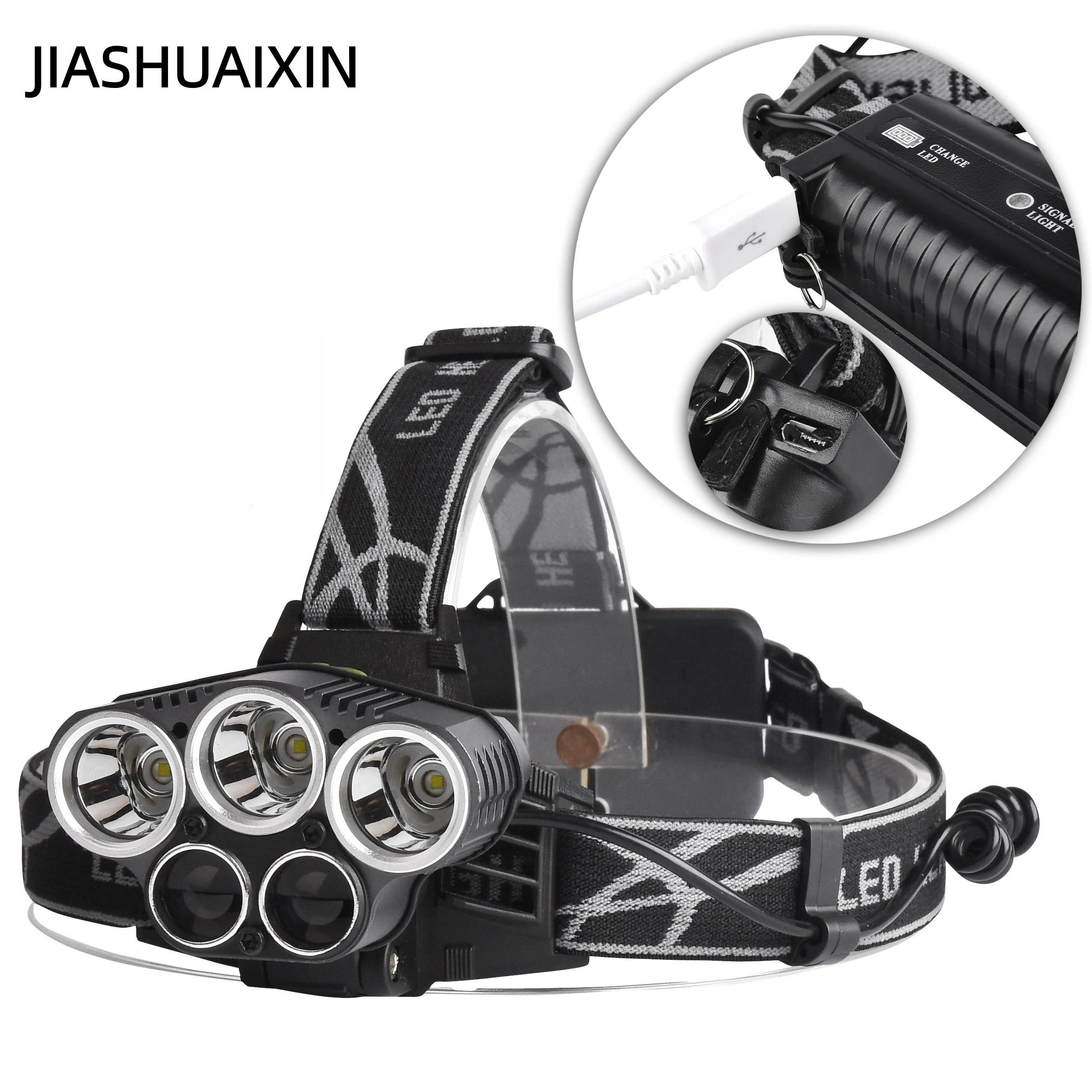 

JIASHUAIXIN XPE+COB Headlamp Type-C Charging Lightweight Headlamp 5LED Inductive Headlamp Red Light Inductive Headlamp