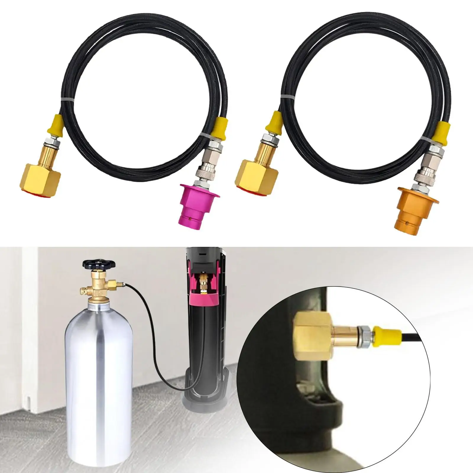 Adaptador de CO2 de aleación de aluminio, Conector de recarga de CO2 de 1,5 M, accesorios de alta presión, adaptador de recarga de cilindro de CO2, manguera para máquina de Soda