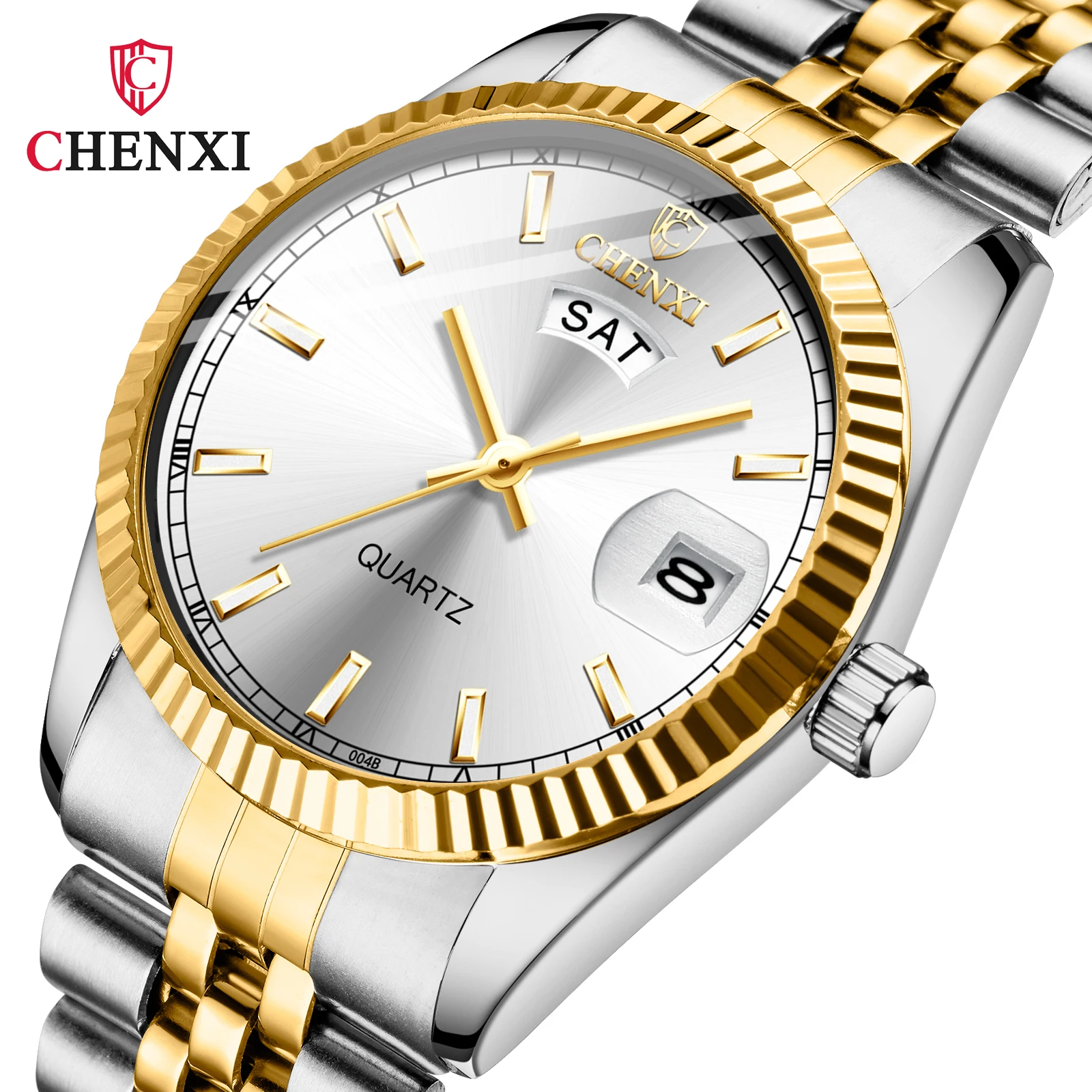 Chenxi 004B Luxury Retro Man Square Atainless Steel Wristwatches Waterproof  Leather Men Watches Date Watch Calendar Unique