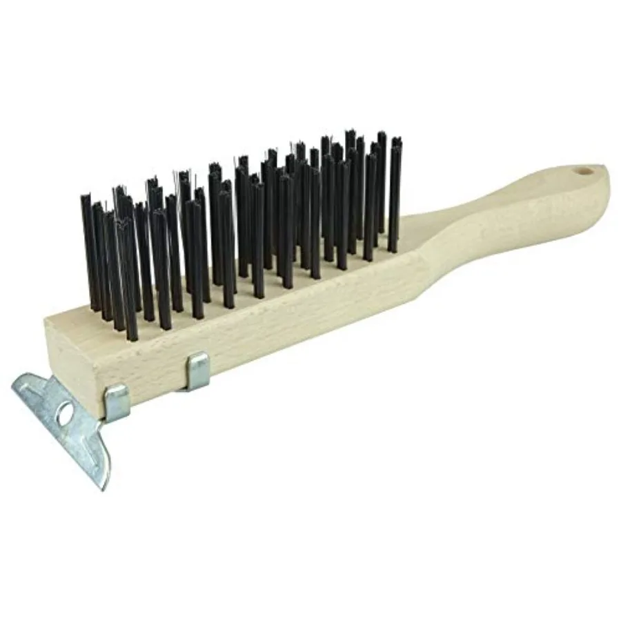 

44069 Hand Wire Scratch Brush w/Scraper.012 Carbon Steel Fill 4 x 11 Rows Made in The USA Pack of 12
