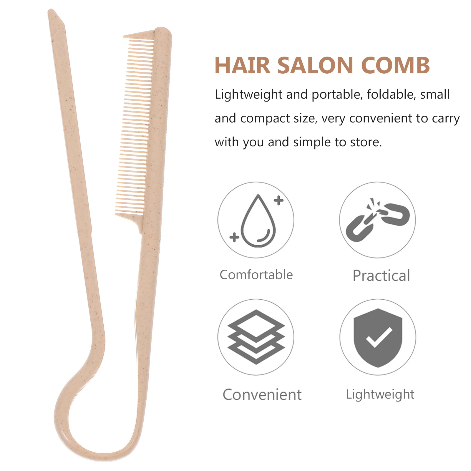 

2pcs V Shaped Hair Straightening Comb Durable Plastic Dark Pink Beige Easy Styling Travel Size Fine Tooth Rail Combs