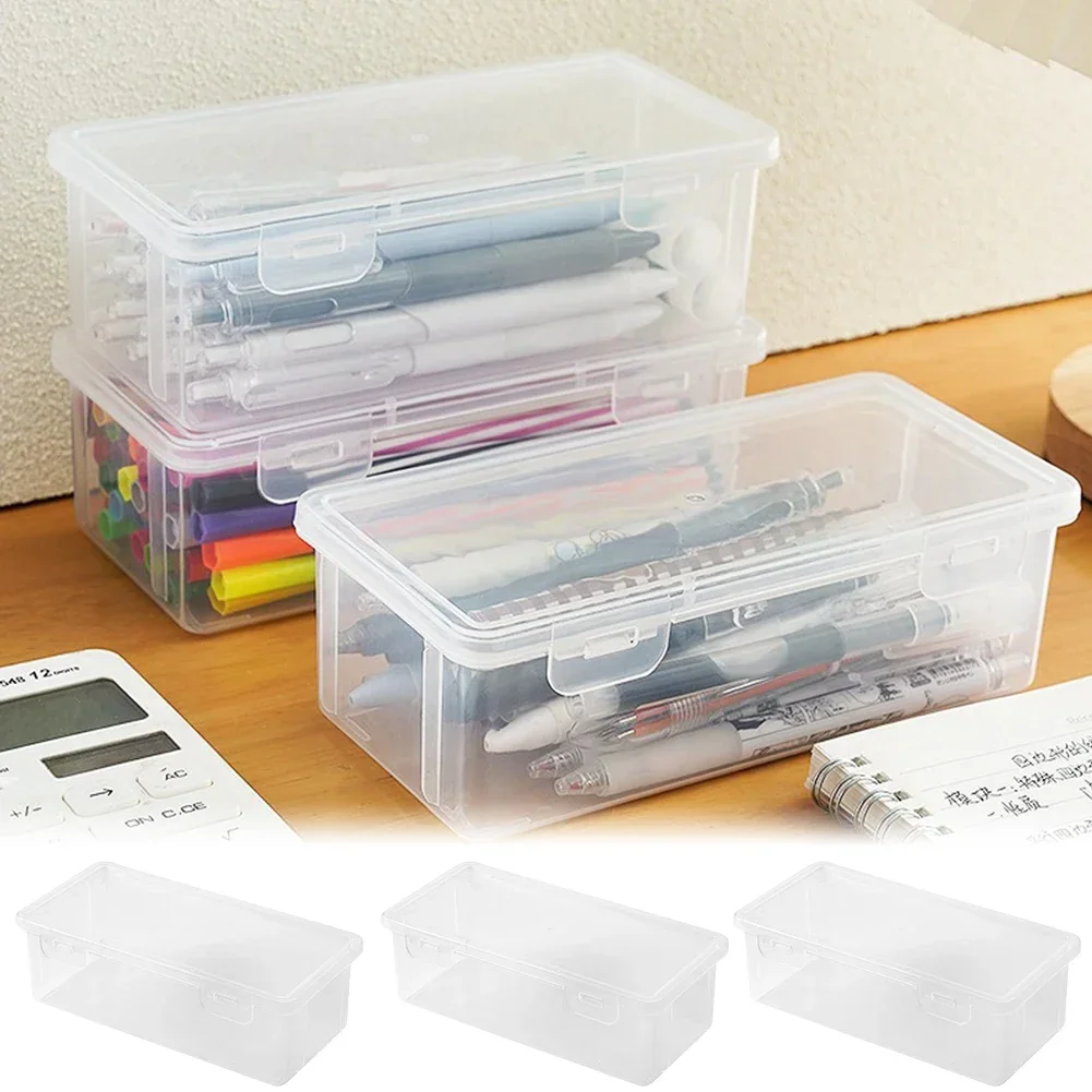 1Pcs Transparent Pencil Case Sketch Plastic Pencil Storage Case Art Student Pencil Case Large Capacity Toolbox School Supplies