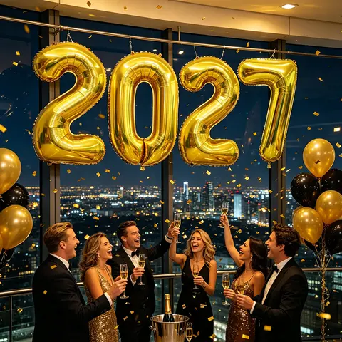 32Inch 2027 Number-shaped Foil Balloon Set Happy New Year Eve Party Decorations Graduation Party Celebrating New Year Balloon